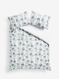 Green/White floral reversible duvet cover and pillowcase set, UK version