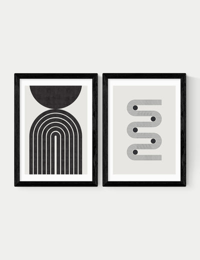 East End Prints Retro Monochrome Twin Set Framed Wall Art