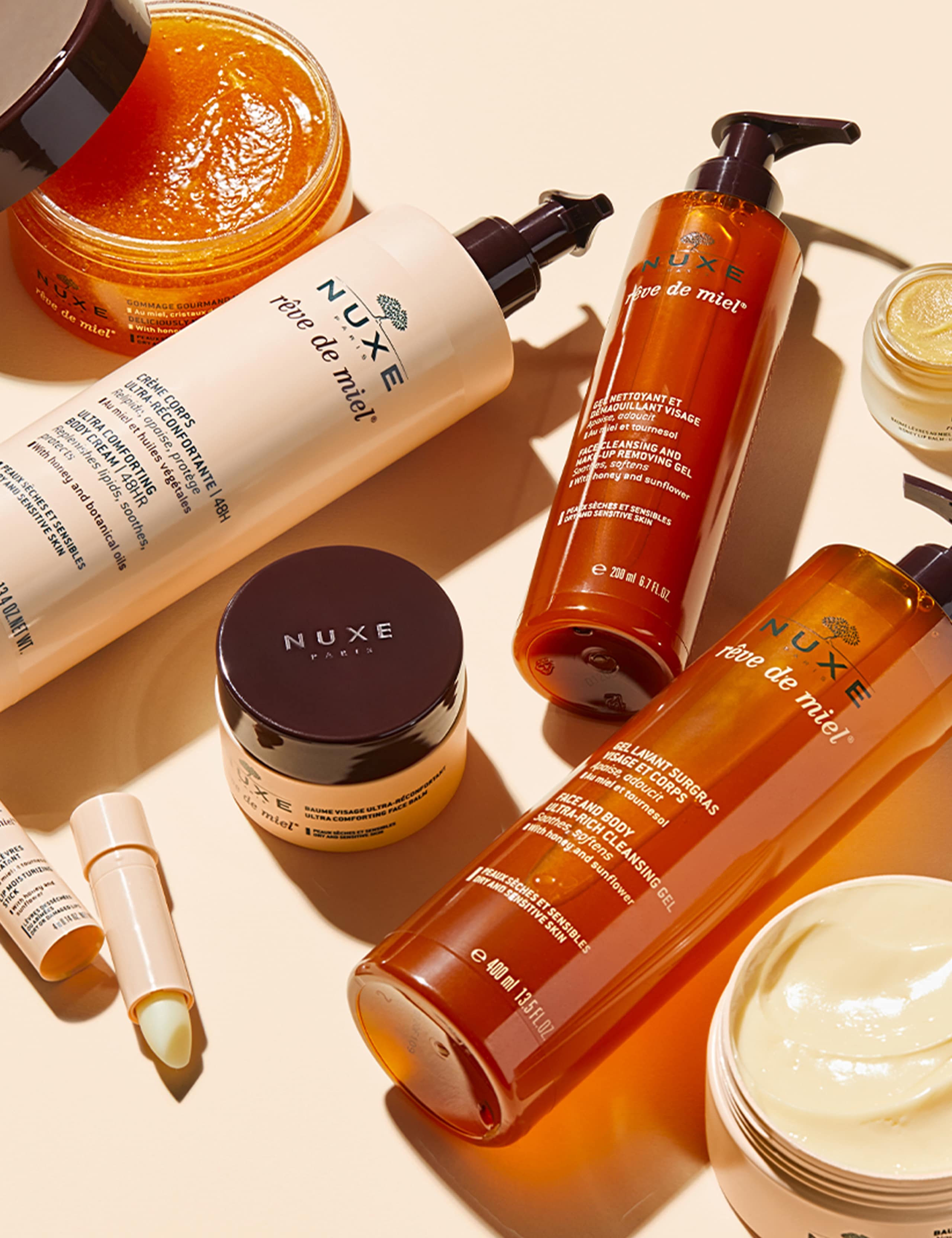 Reve de Miel face cleansing make-up removing gel with honey and sunflower 200ml, imported from the UK