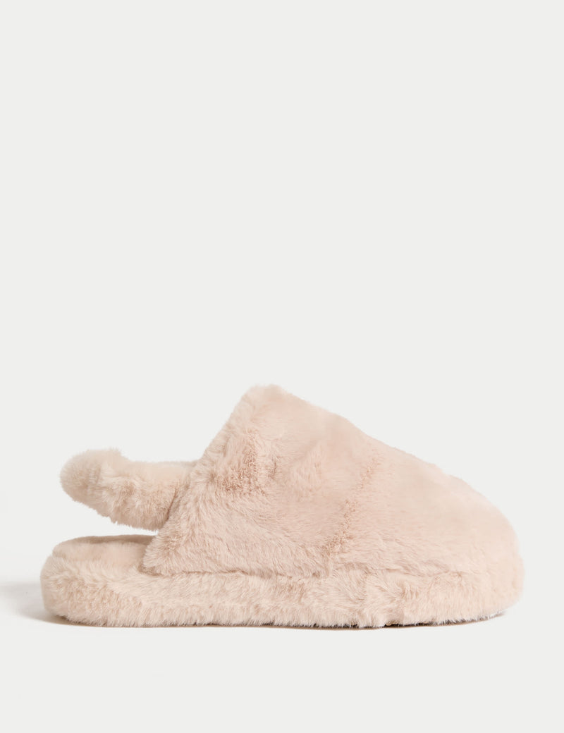 M&S Collection faux fur mule slippers - British product