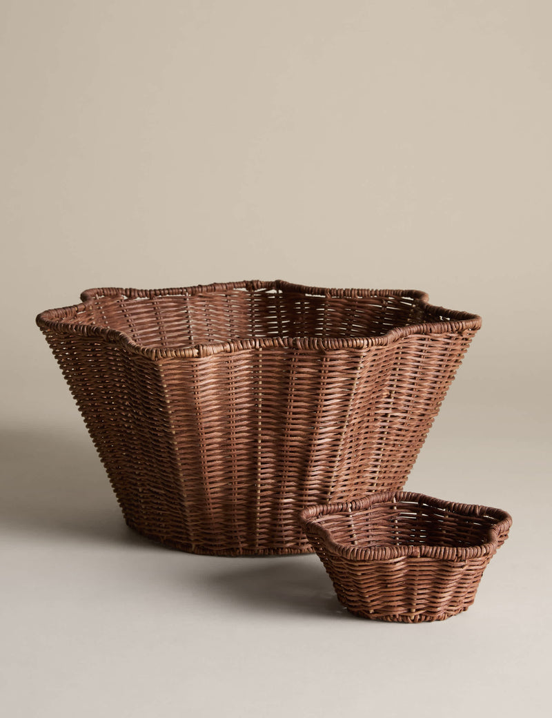 Scallop Rattan Bowl Decorative Storage 35 cm (British brand)