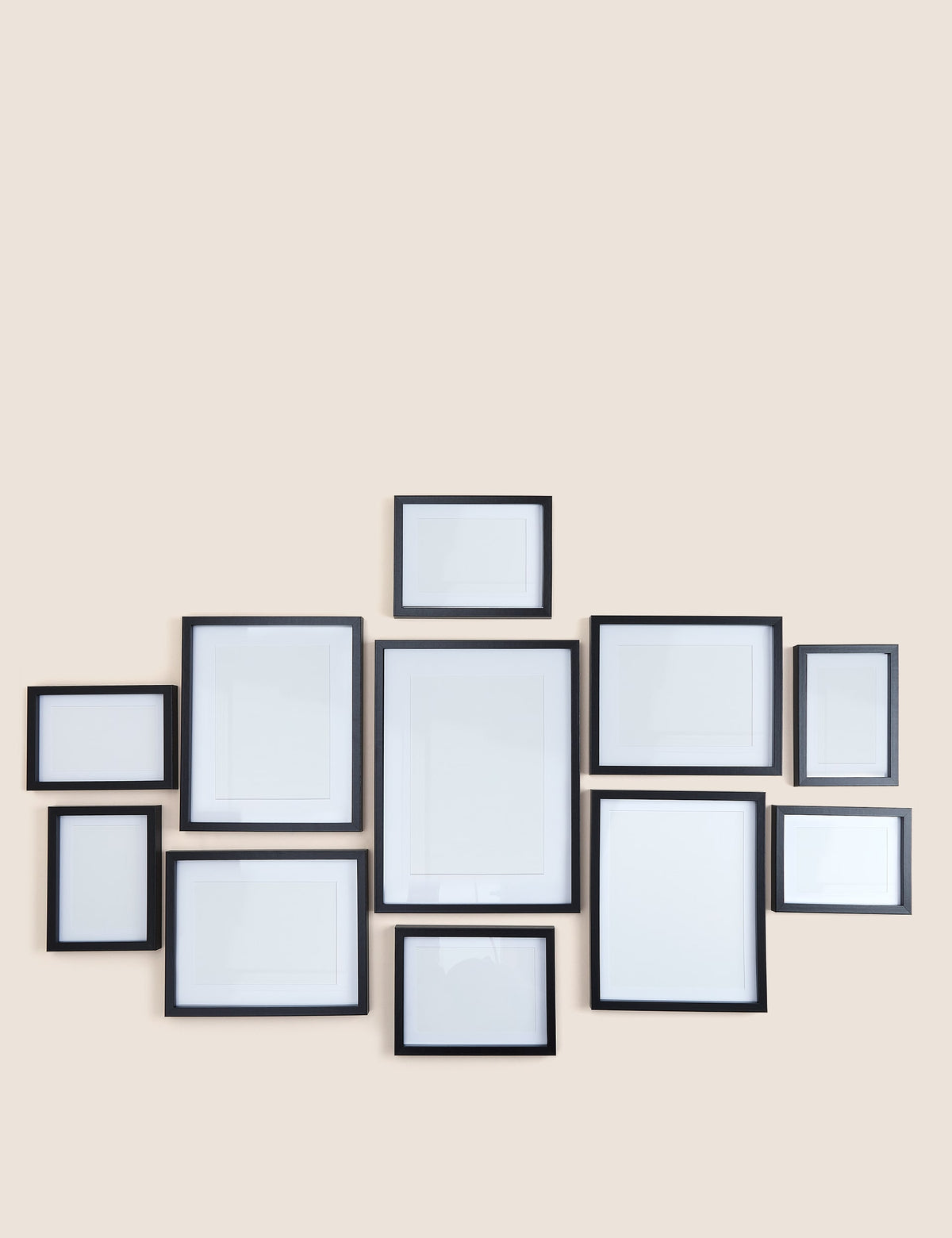 Set of 11 wood photo frames in multiple sizes (British brand)