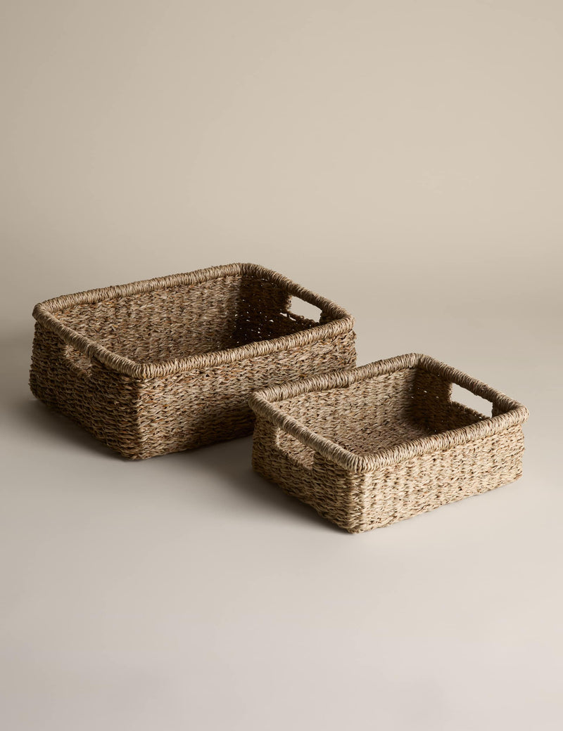 Set of 2 Seagrass Rectangular Baskets