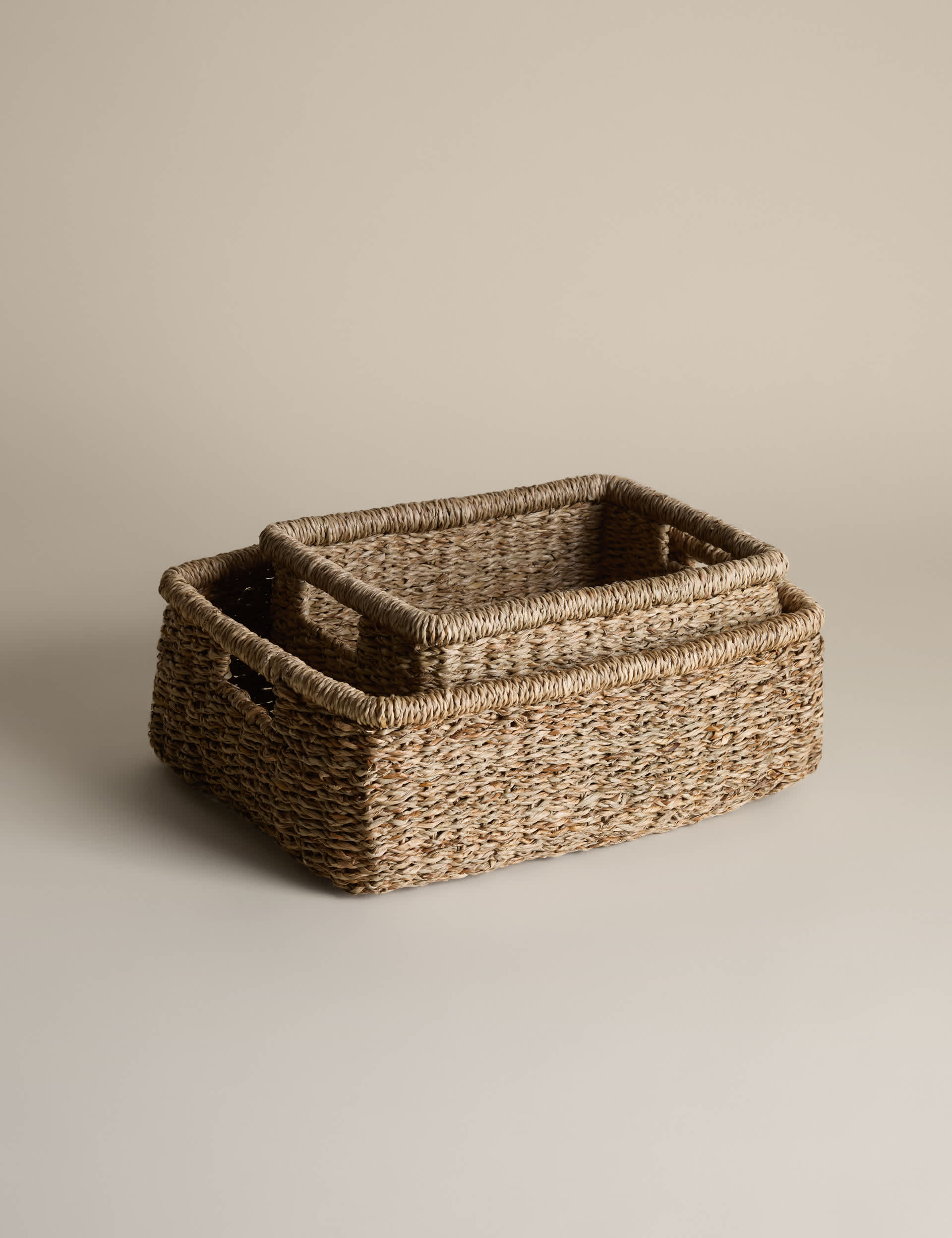 Set of 2 Seagrass Rectangular Baskets