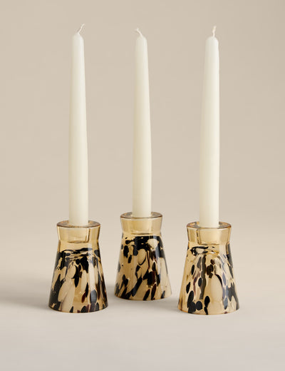 Set of 3 Animal Confetti Glass Dinner Candle Holders