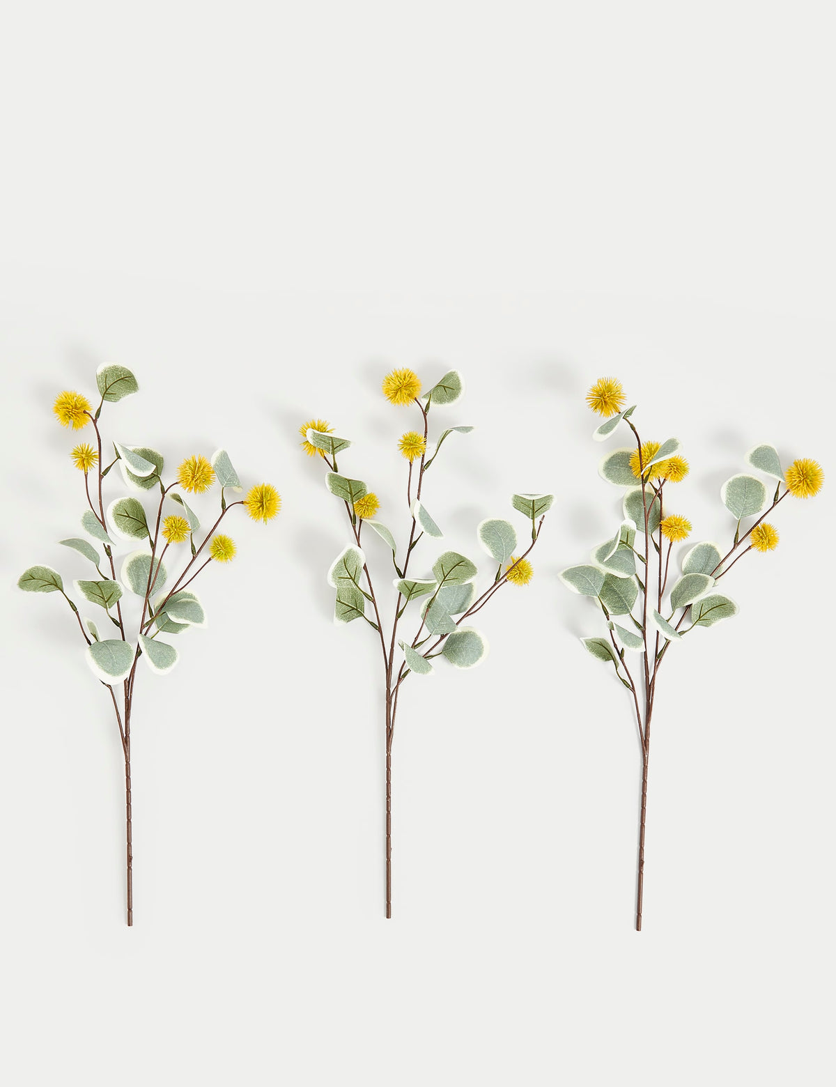 Set of 3 artificial eucalyptus single stems (British brand)