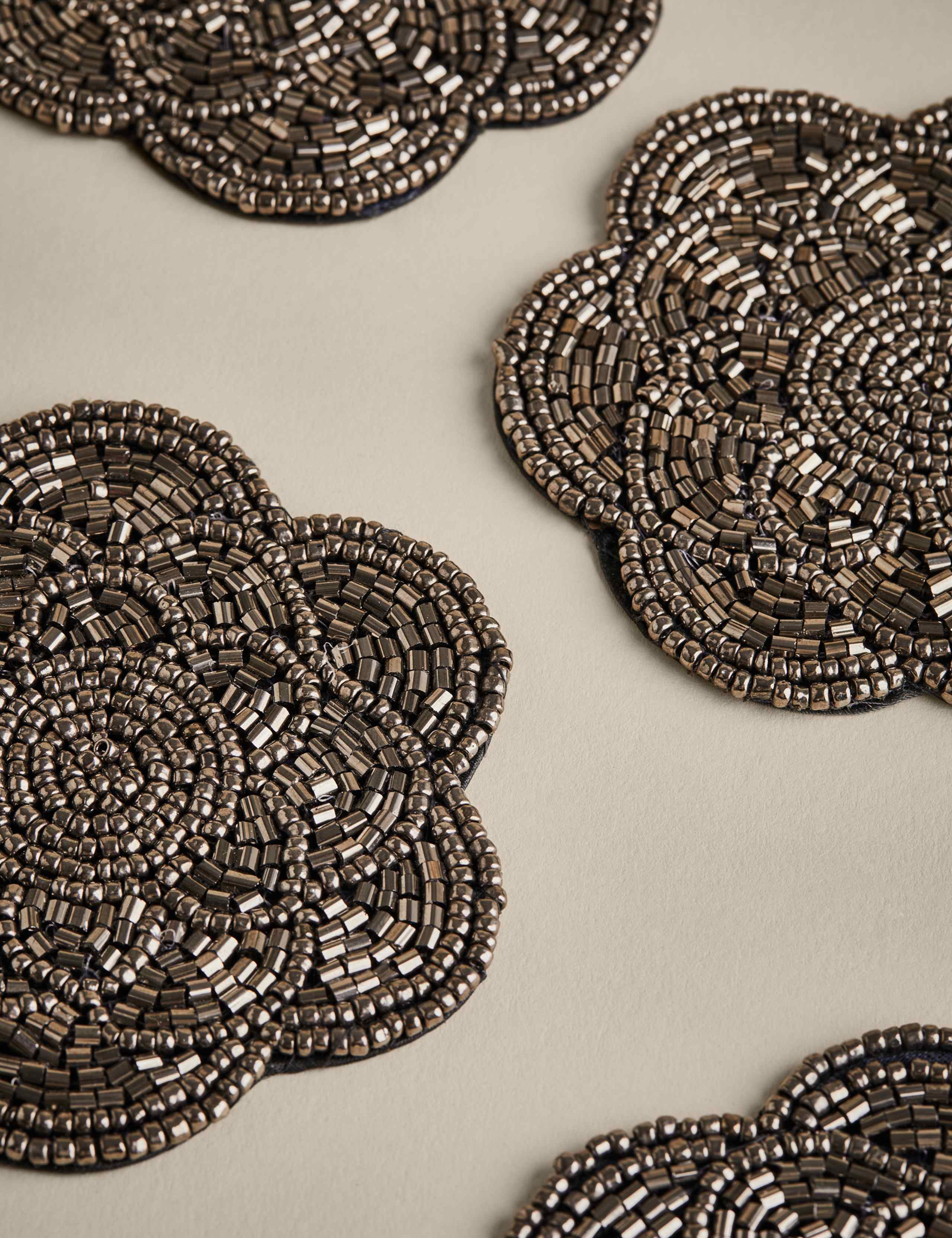 Set of 4 Beaded Scallop Coasters (British brand)