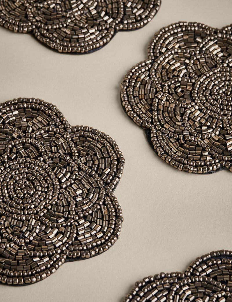 Set of 4 Beaded Scallop Coasters (British brand)