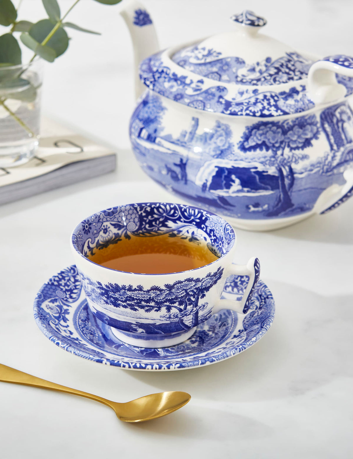 Spode Blue Italian cups and saucers set of 4 (British brand)