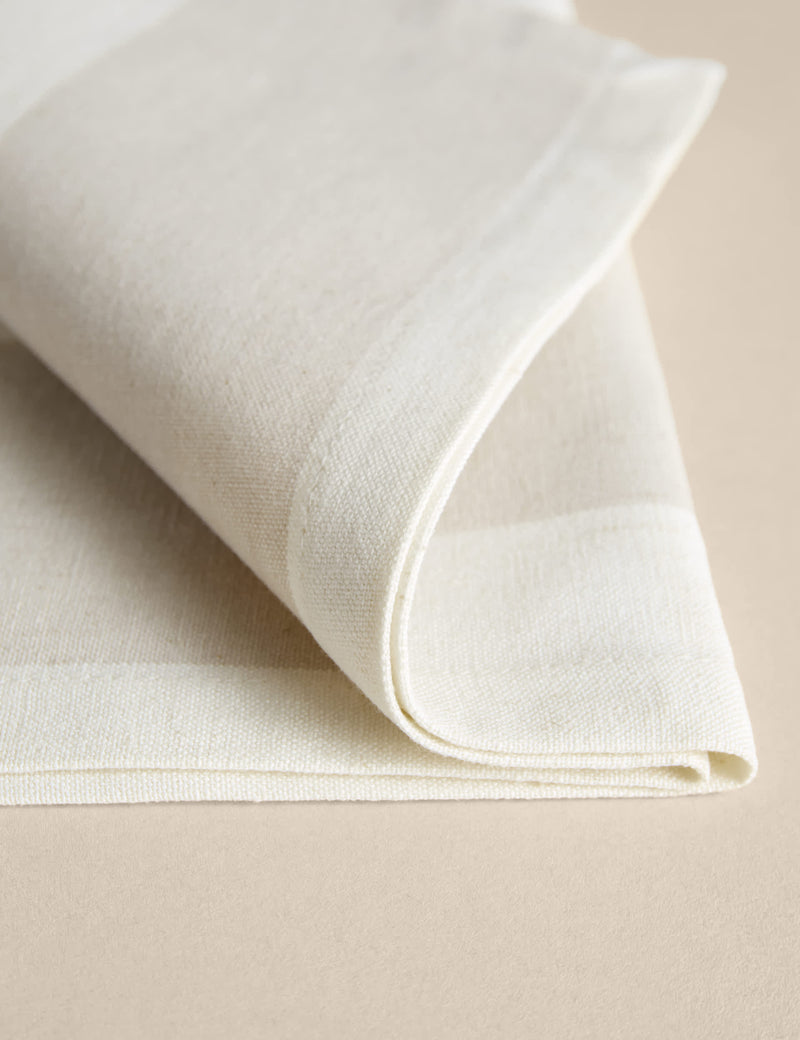Cotton with linen wide stripe napkins, set of 4 (British brand)