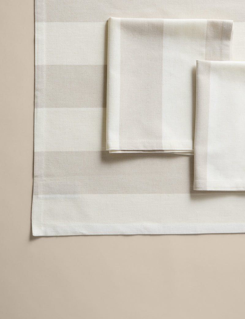 Cotton with linen wide stripe napkins, set of 4 (British brand)