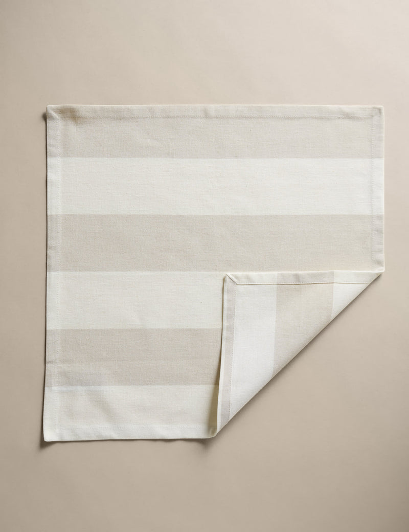 Cotton with linen wide stripe napkins, set of 4 (British brand)