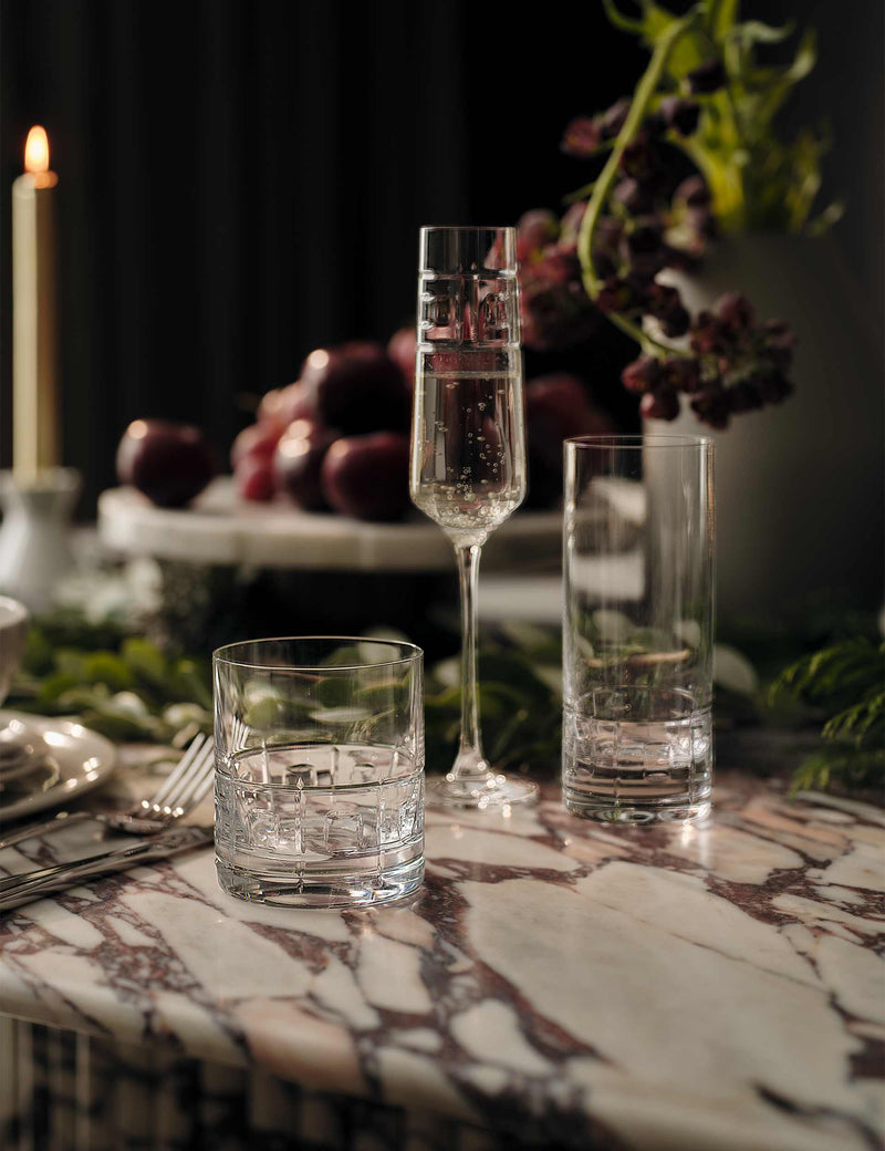 M&S X Kelly Hoppen etched crystal glass tumblers set of four (British brand)