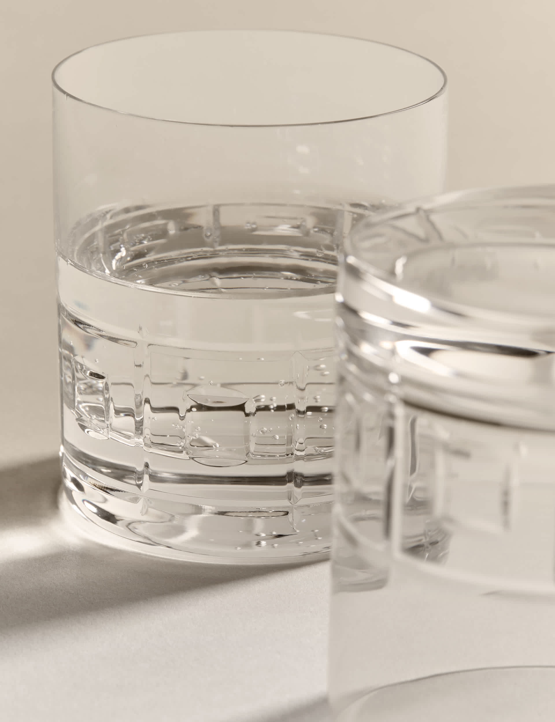 M&S X Kelly Hoppen etched crystal glass tumblers set of four (British brand)