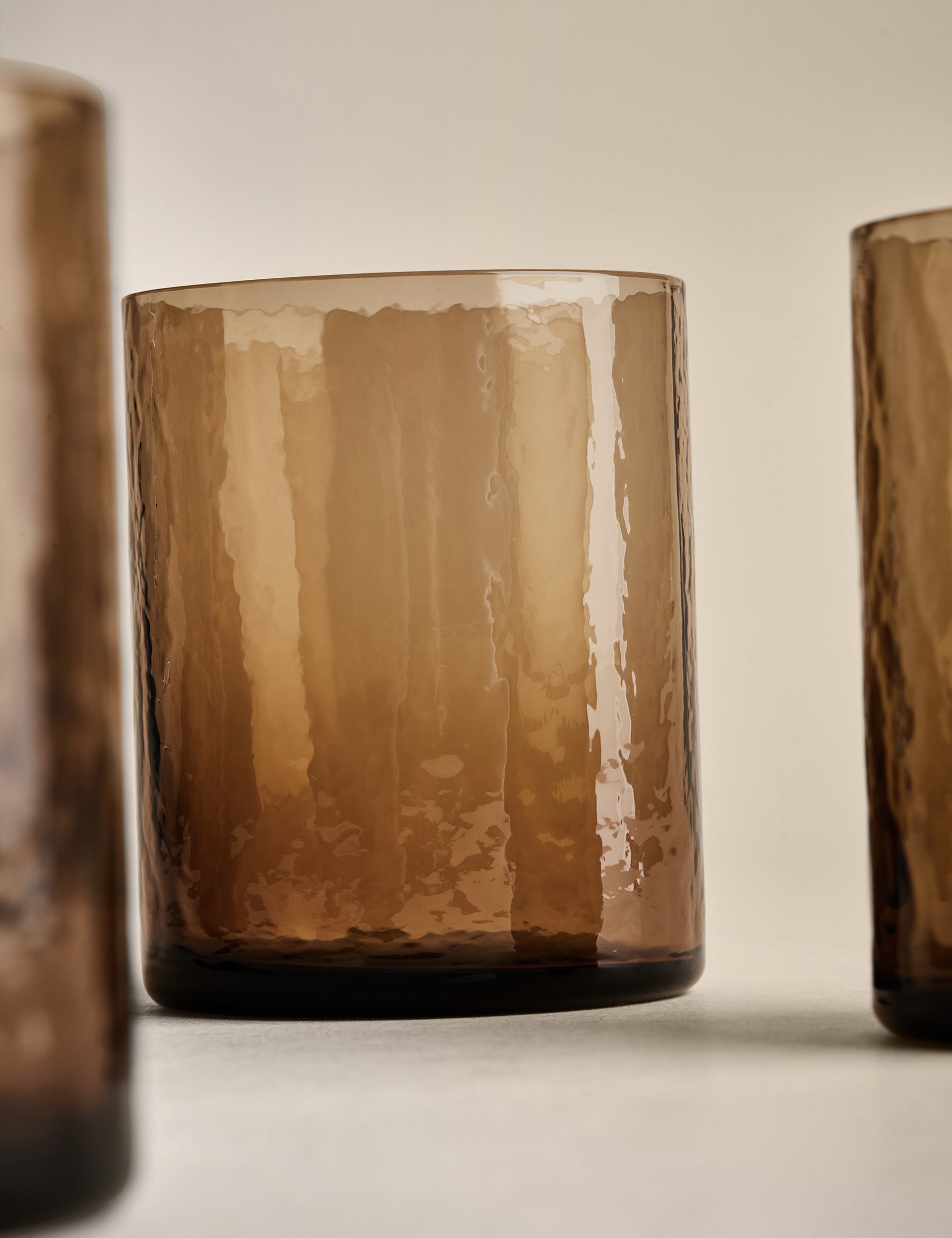 Set of 4 hammered glass tumblers (British brand)