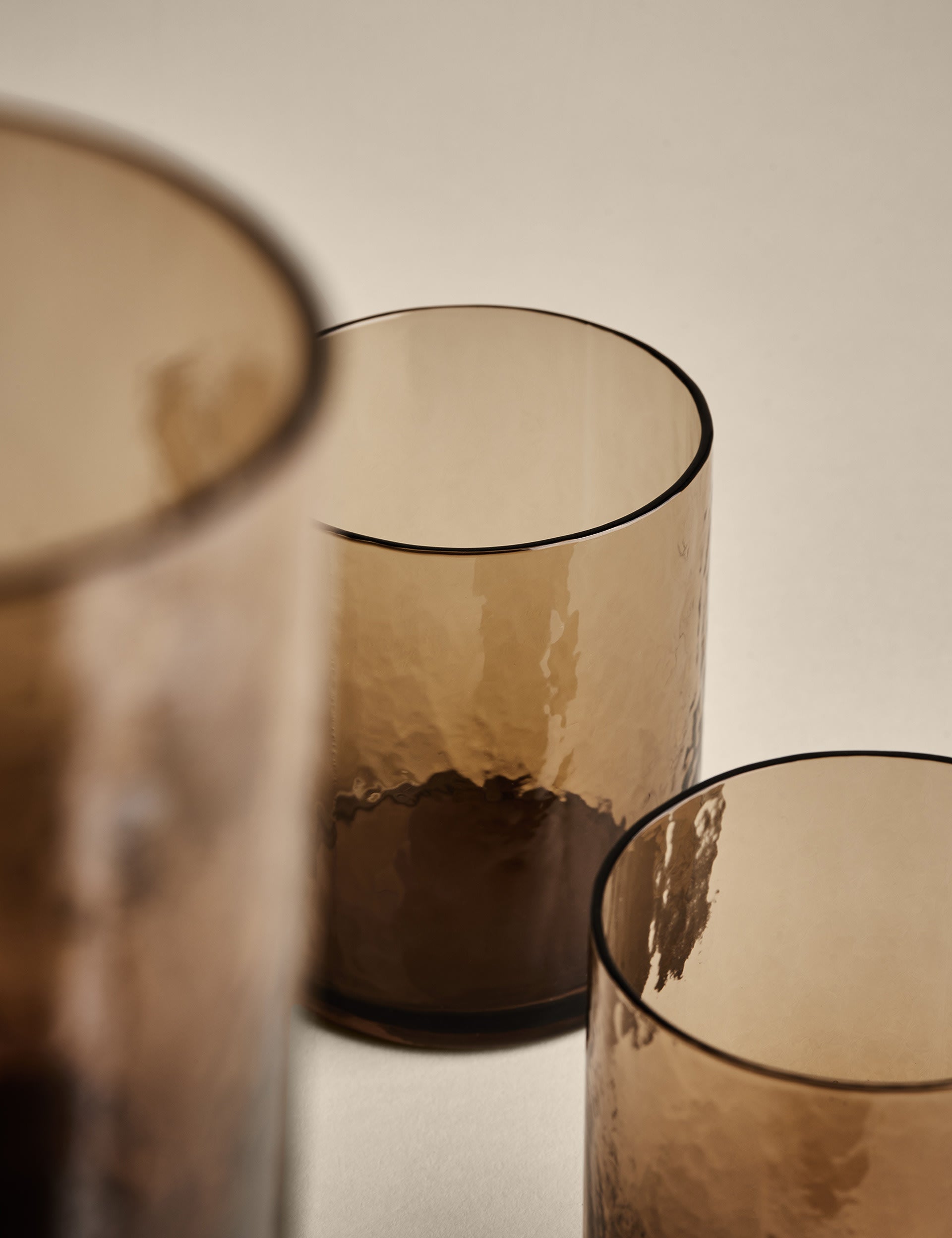 Set of 4 hammered glass tumblers (British brand)