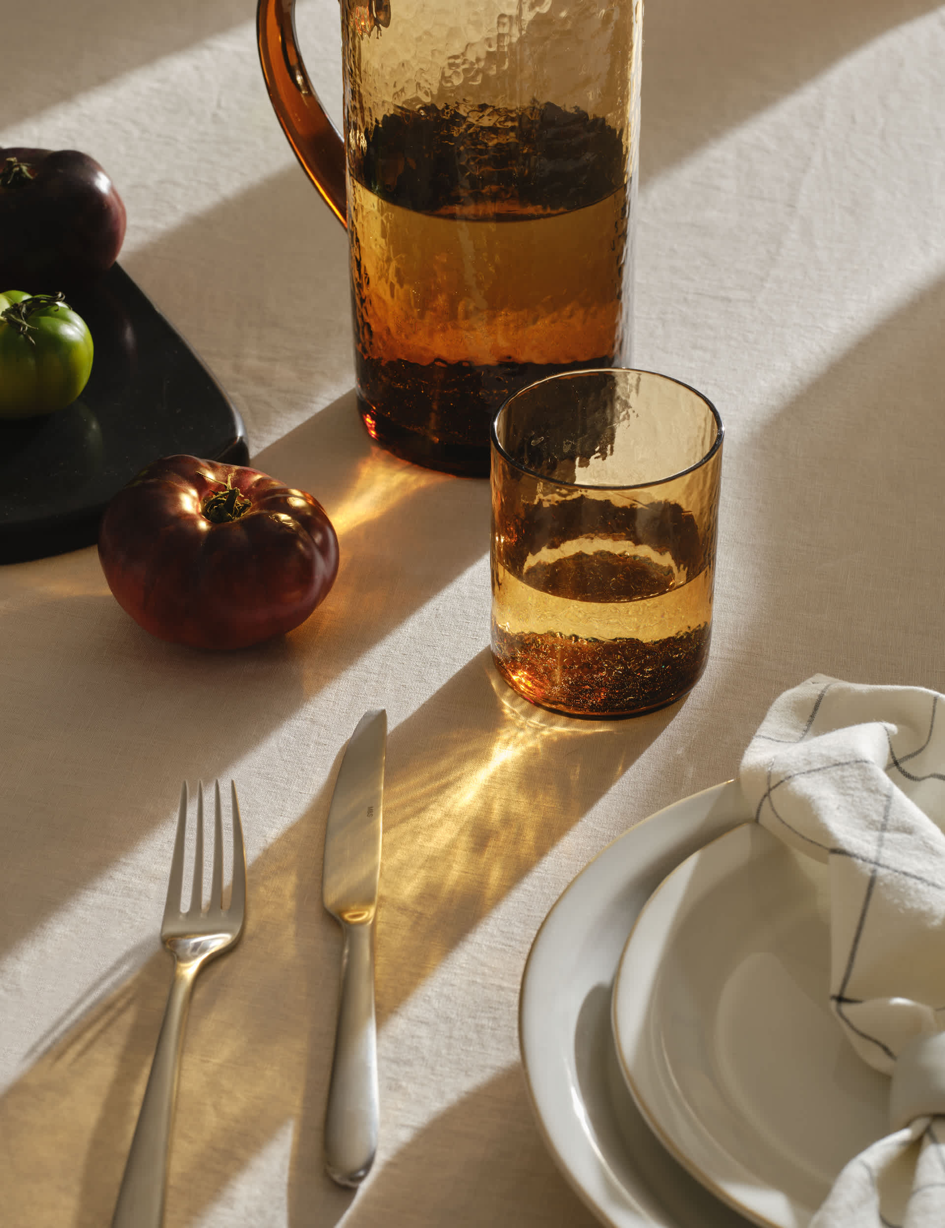 Set of 4 hammered glass tumblers (British brand)