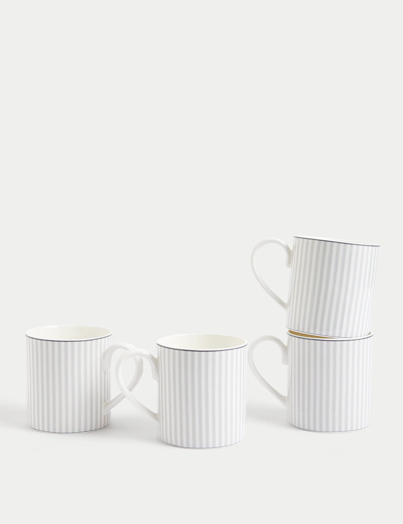 Hampton stripe mugs set of four (British brand)