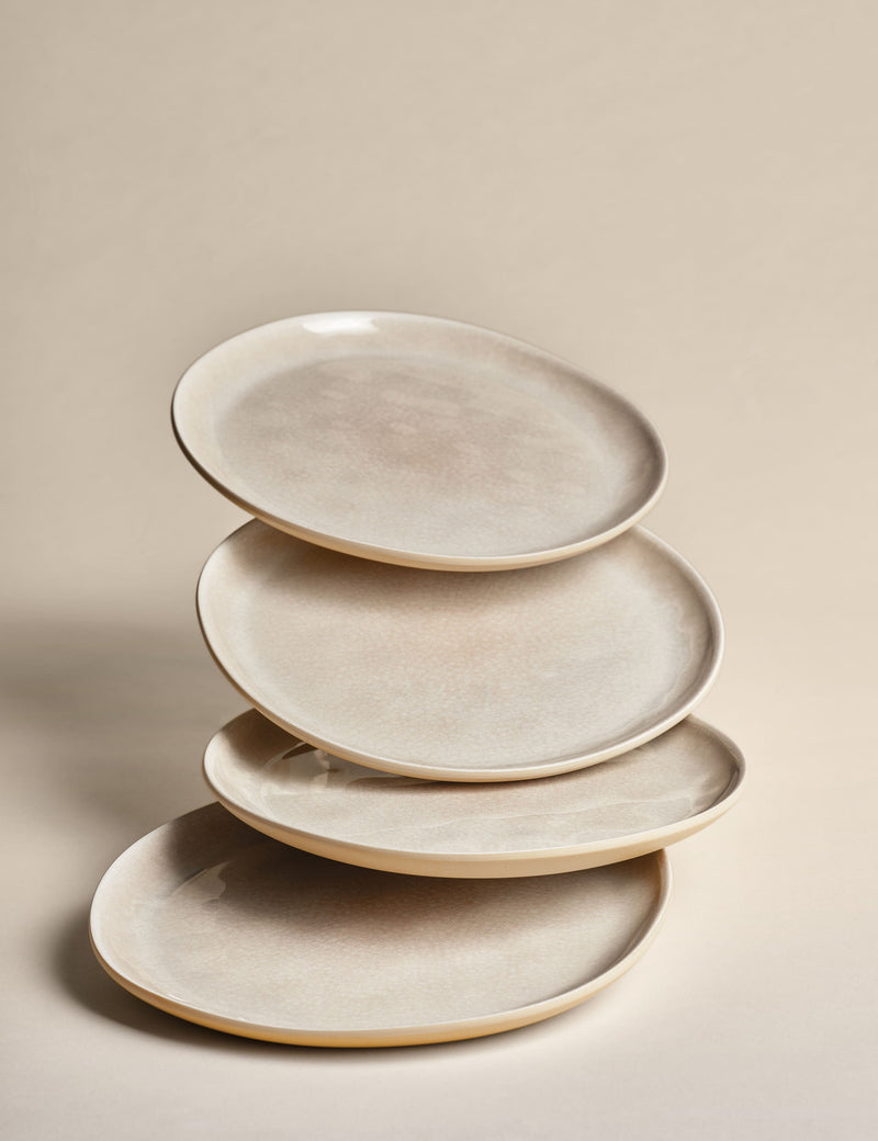 Set of 4 Linen Reactive picnic side plates (British brand)