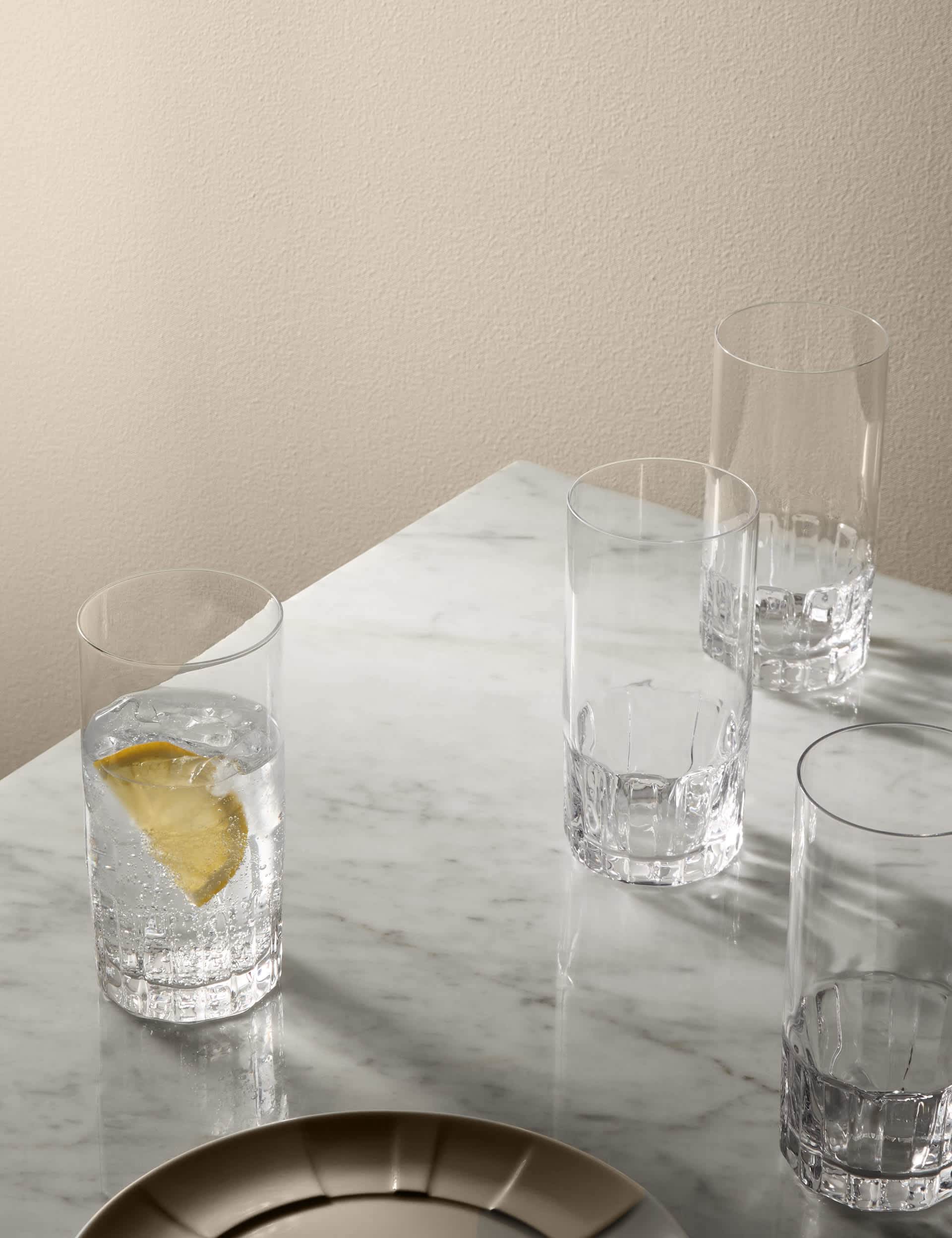 M&S X Kelly Hoppen textured hi ball glasses set of 4 (British brand)