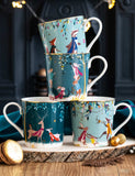 Sara Miller Woodland Tales fine china mugs set of four (British brand)