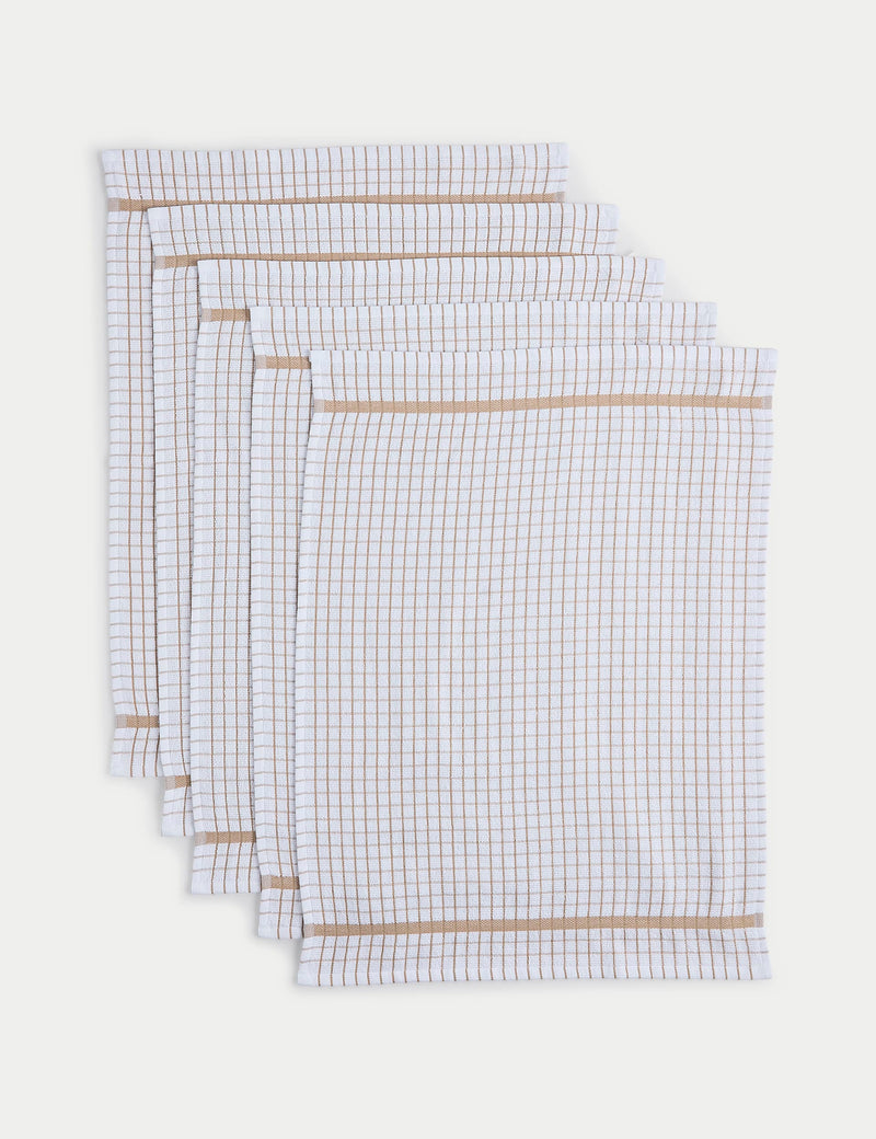Set of 5 checked terry tea towels (British brand)