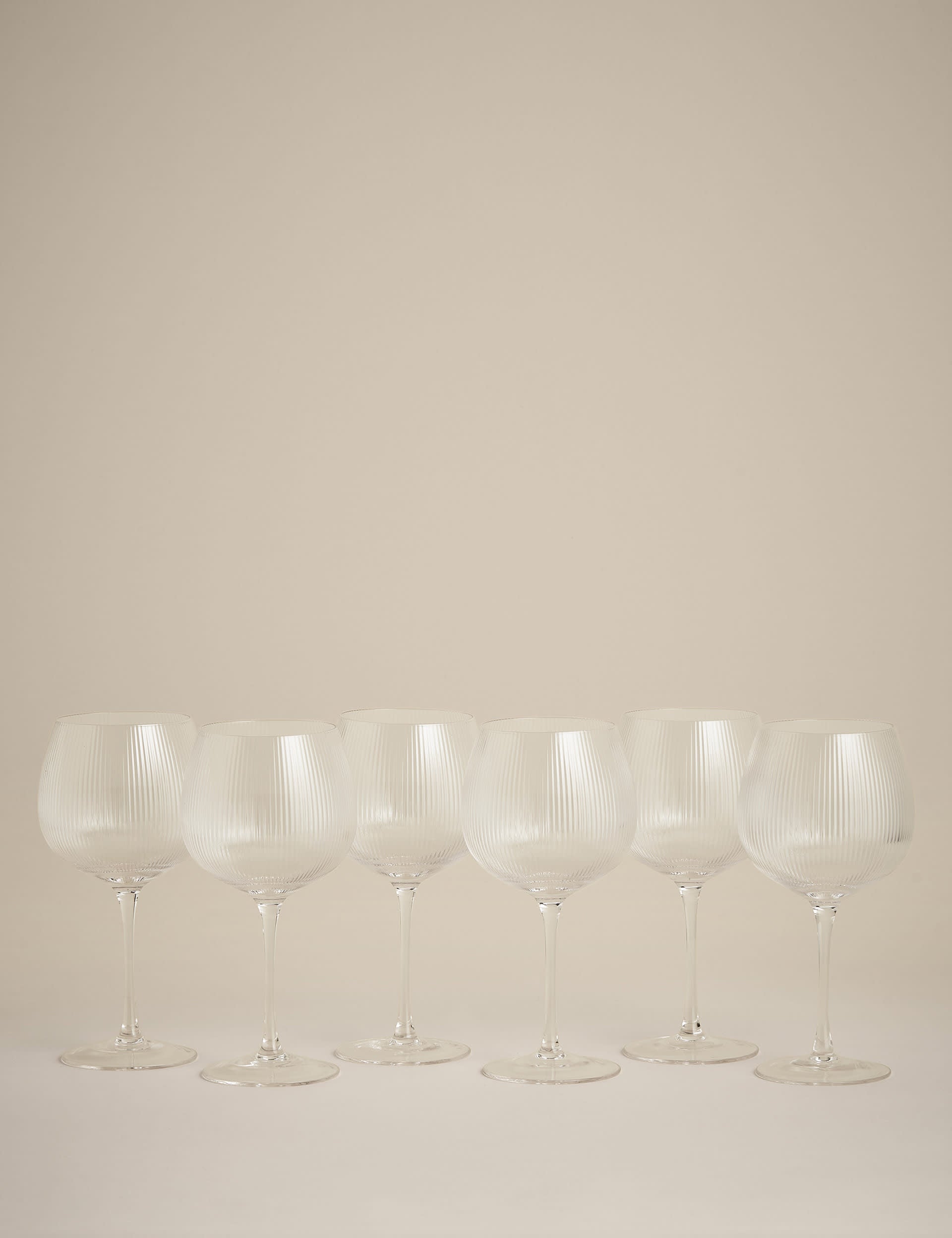 Maxim optic ribbed gin glasses set of 6 (British brand)