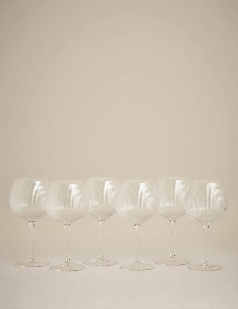 Maxim optic ribbed gin glasses set of 6 (British brand)