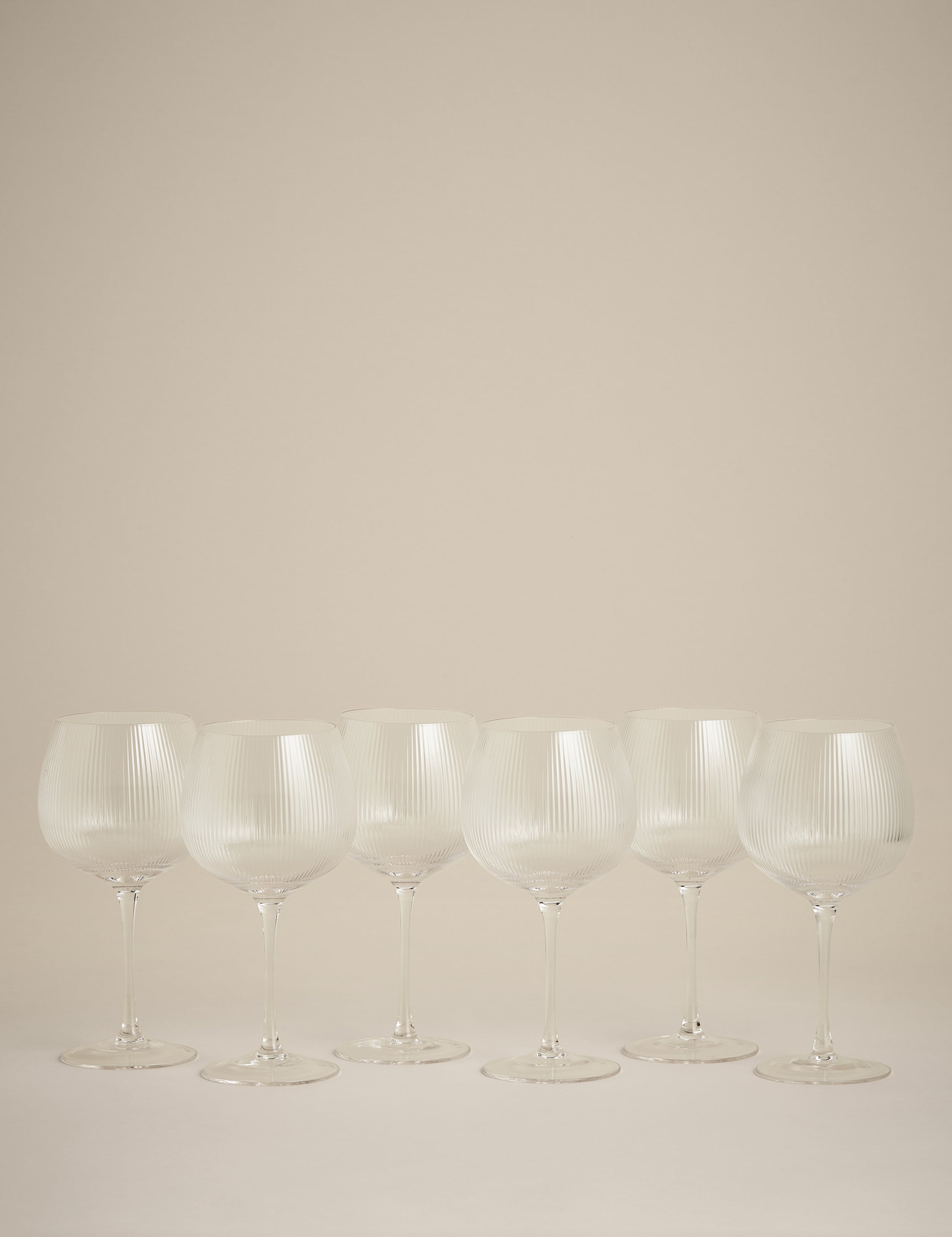 Maxim optic ribbed gin glasses set of 6 (British brand)
