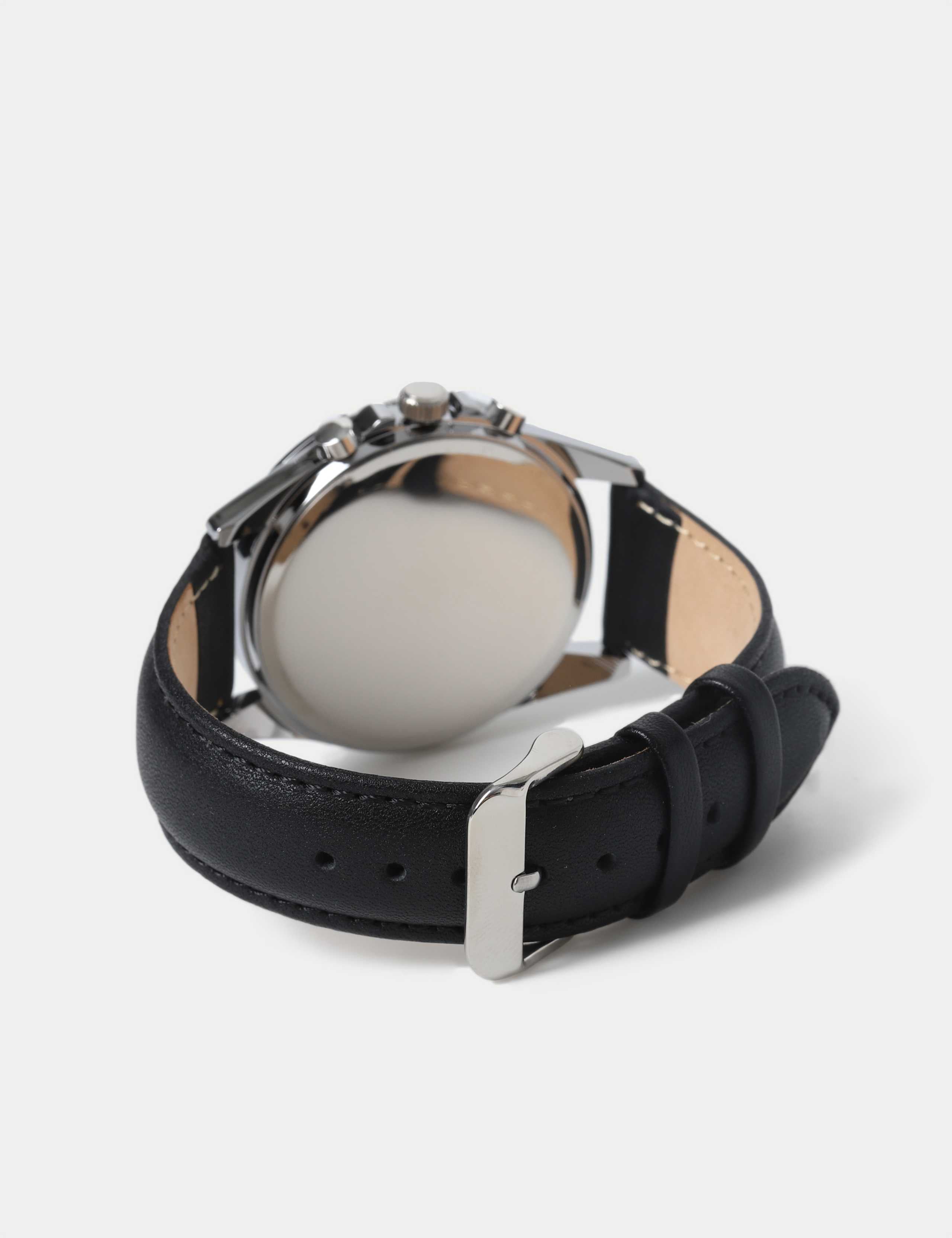 Silver Tone Round Face Croc Strap Watch