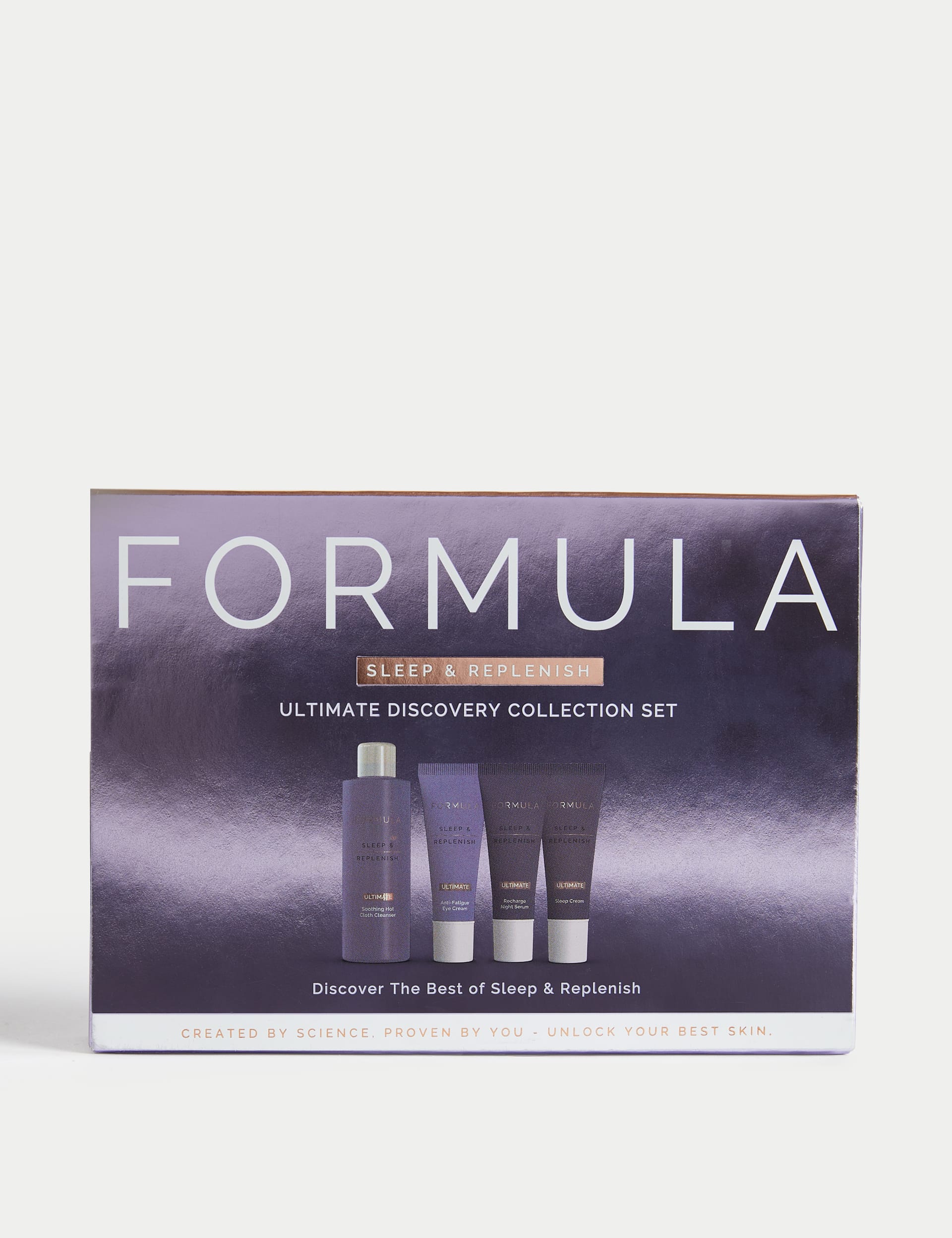 Sleep & Replenish night skincare discovery set (British brand)