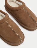 M&S suede faux fur lined mule clog slippers (British brand)