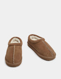 M&S suede faux fur lined mule clog slippers (British brand)
