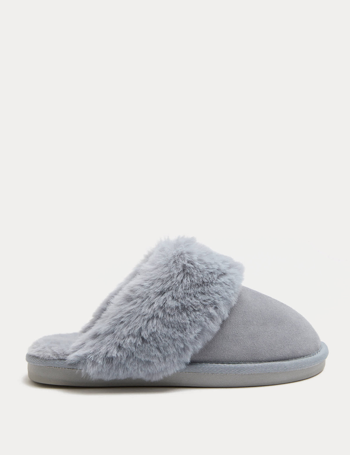 M&S suede faux fur trim mule slippers (British brand)