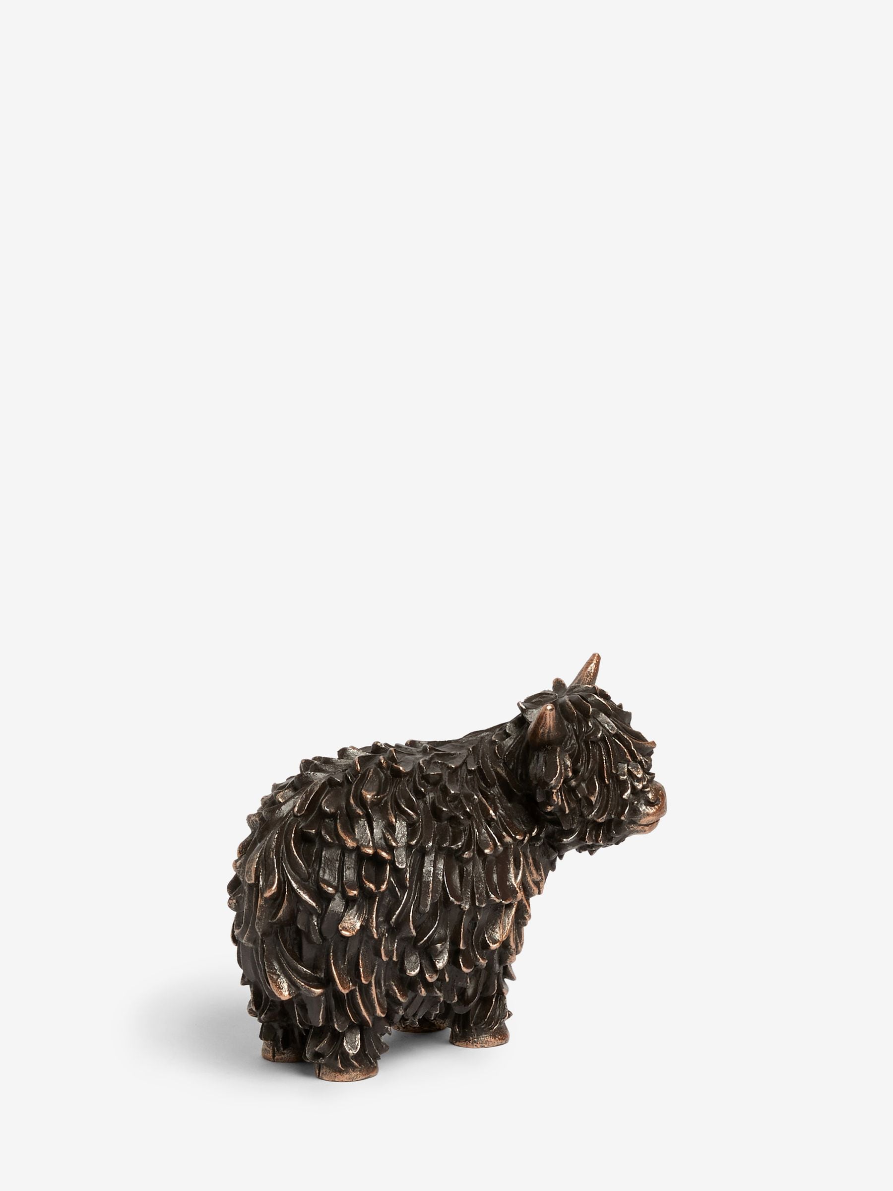 Bronze Hamish Highland cow small ornament - British product