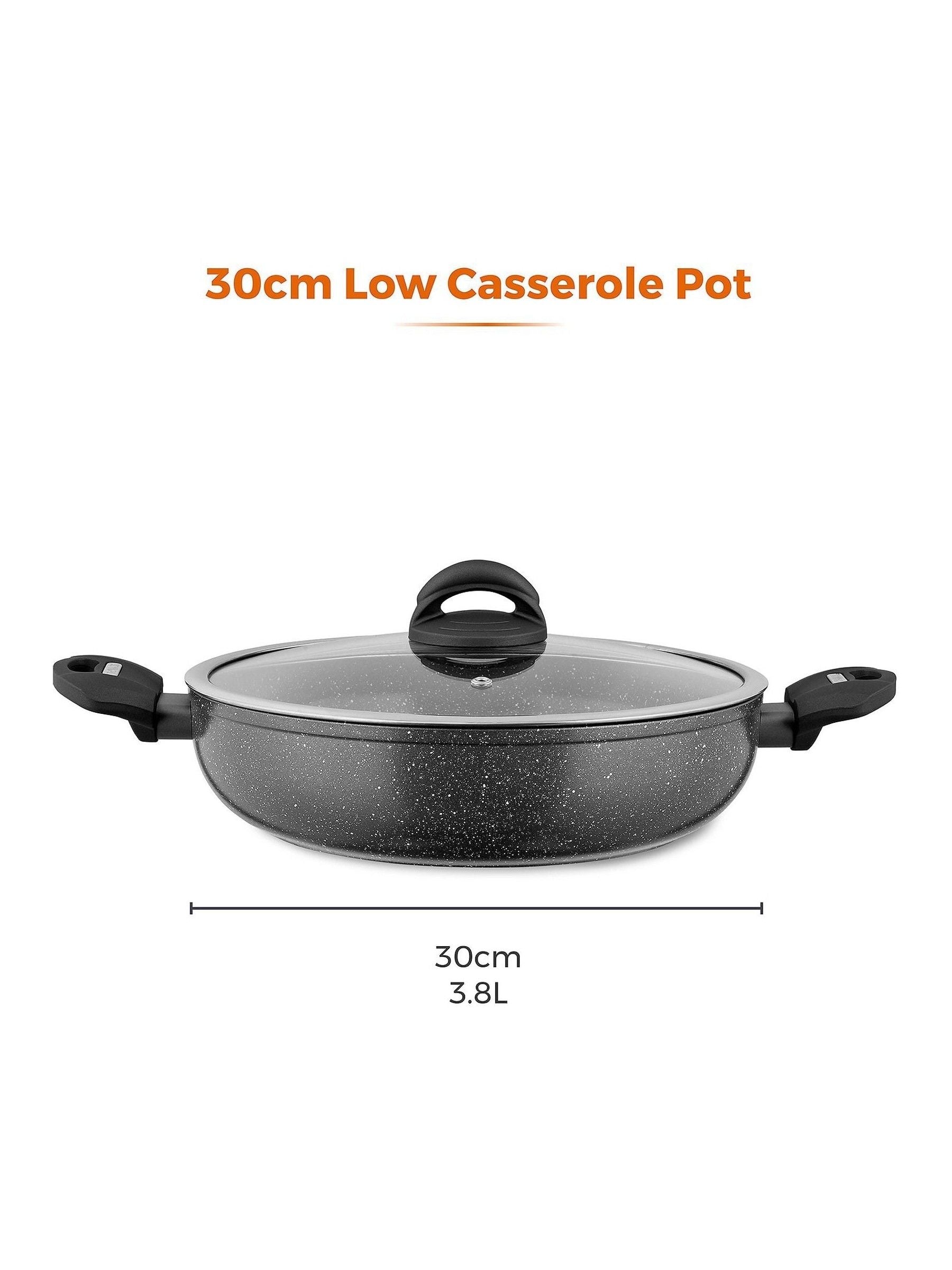 Tower Grey Cerastone 30cm Low Casserole Pot with Lid
