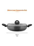 Tower Grey Cerastone 30cm Low Casserole Pot with Lid