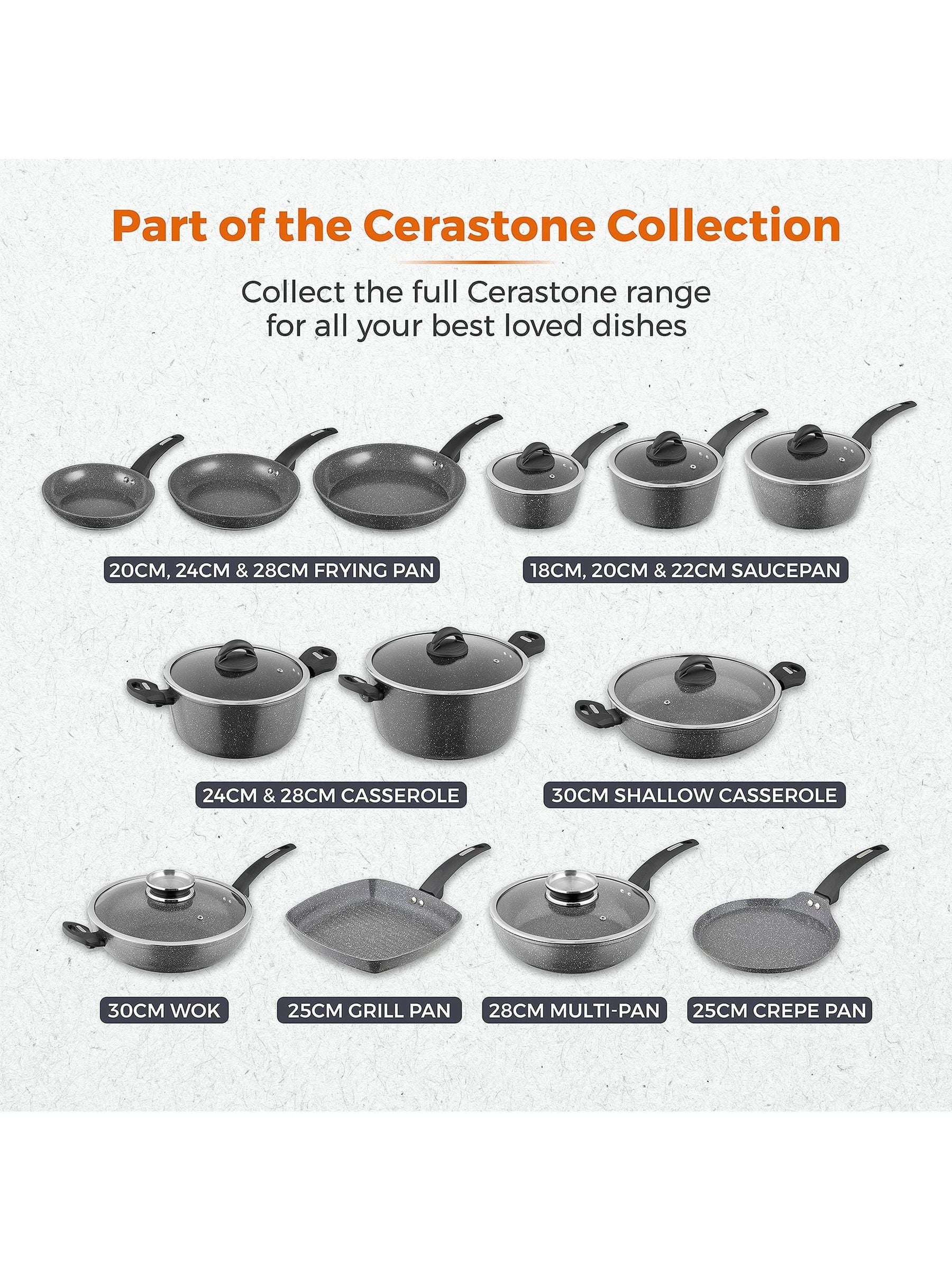 Tower Grey Cerastone 30cm Low Casserole Pot with Lid