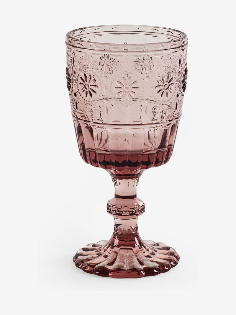 Set of 4 Multi Multi Claro Embossed Wine Glasses, imported from the UK