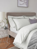 White/Silver Cotton Rich Oxford Duvet Cover and Pillowcase Set