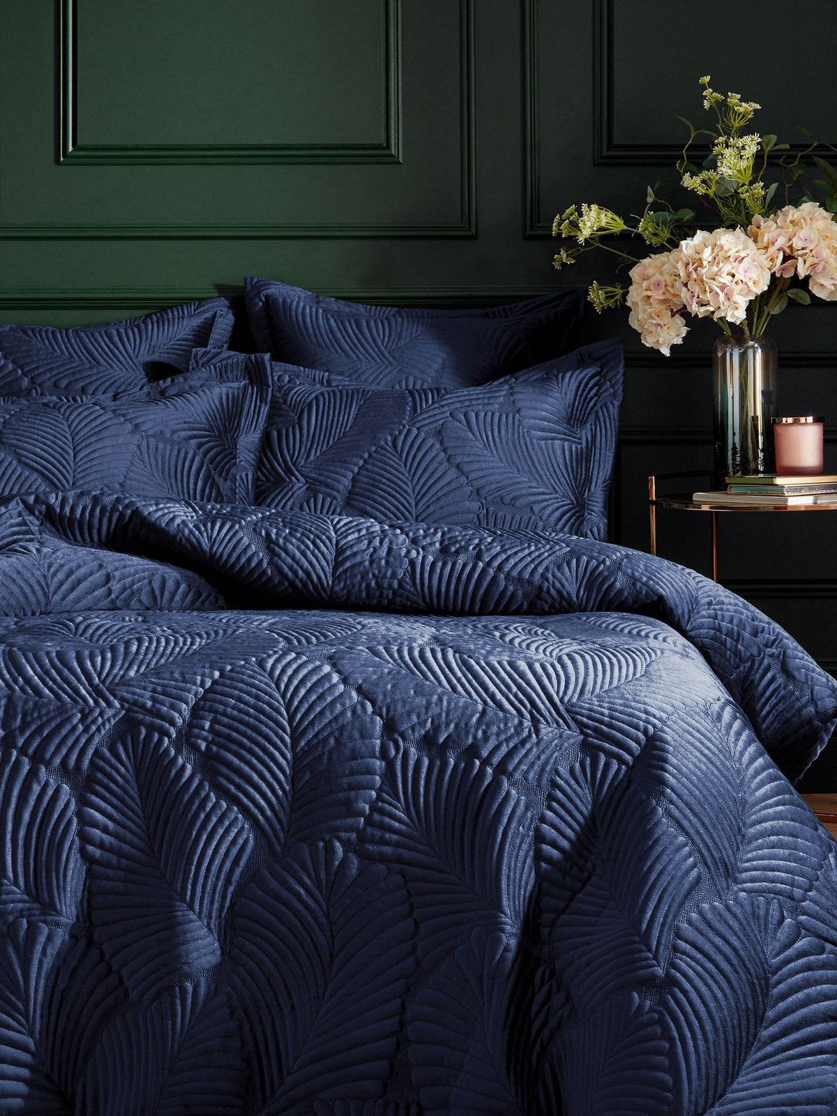 Paoletti navy blue velvet duvet cover set, imported from the UK