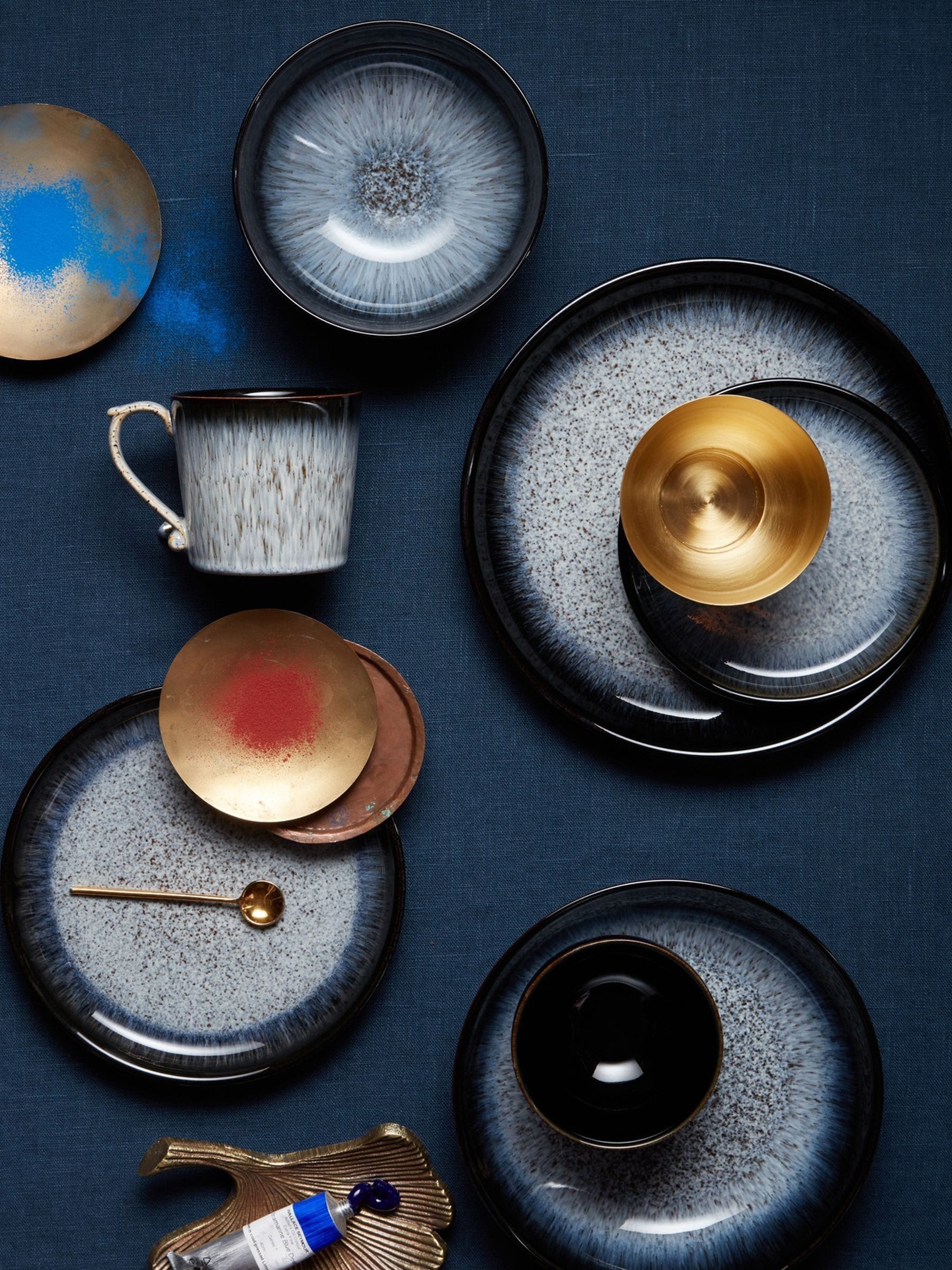 Denby Black Halo 4 piece dinner plates set - British product