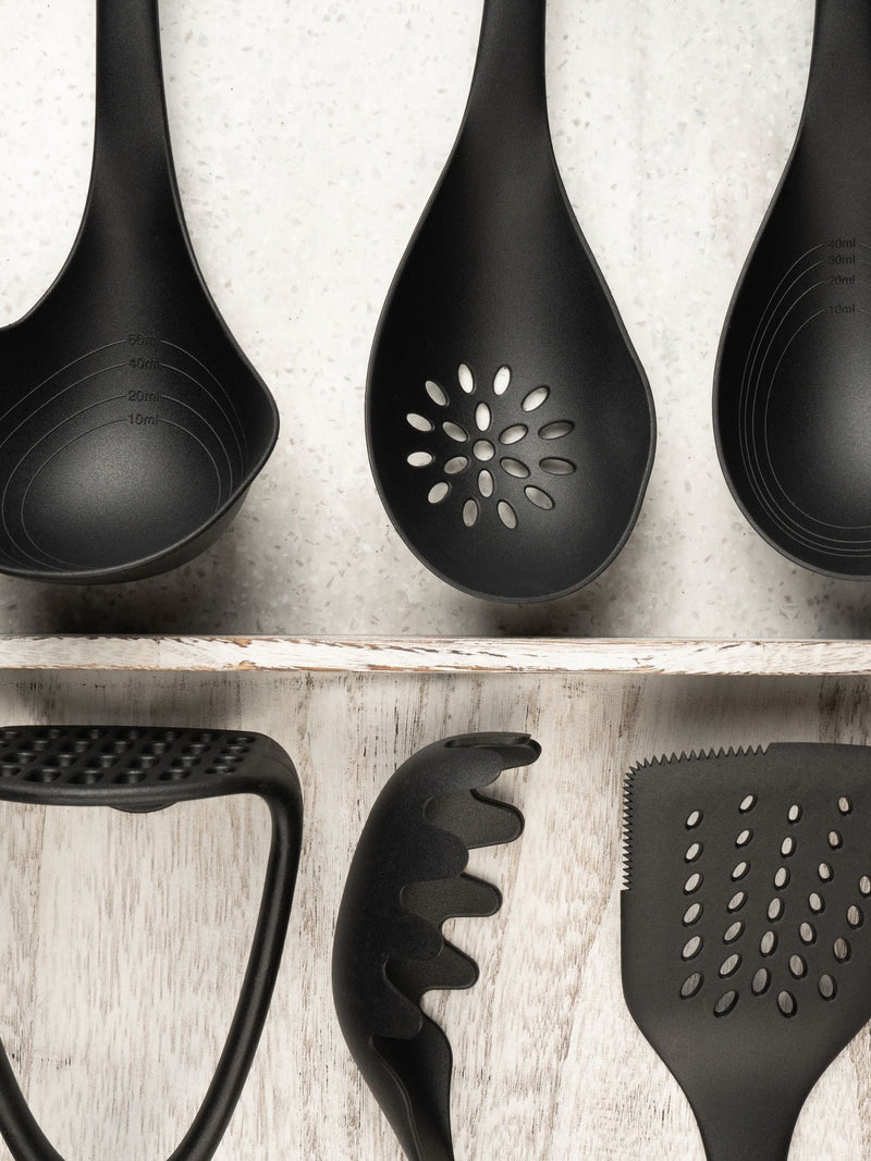 Fusion black nylon 6-piece utensil set - British product