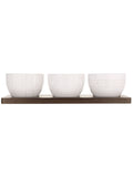 Artisan Street white nibble bowls set of 3 on acacia wood board - British product