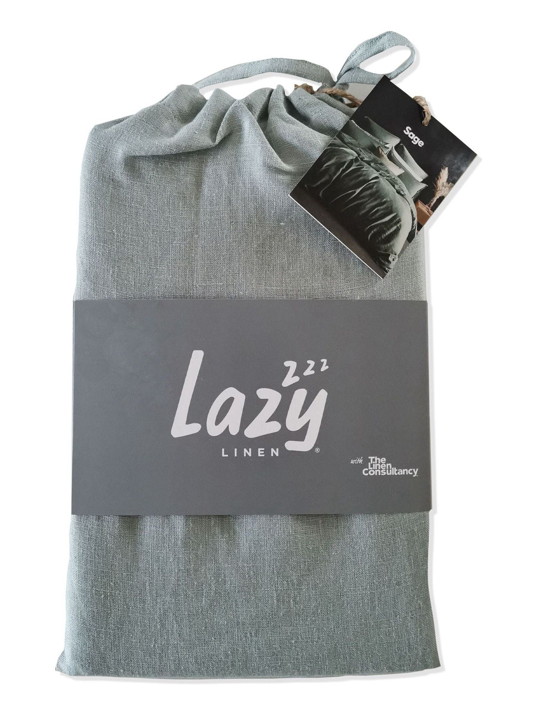 Lazy Linen green washed linen fitted sheet, UK version