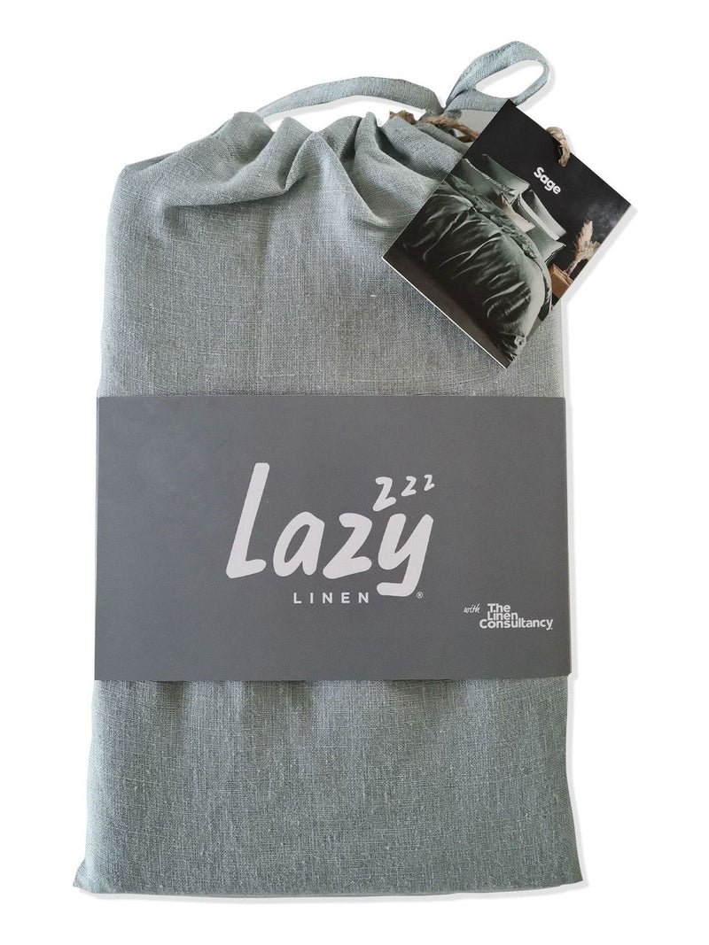 Lazy Linen green washed linen fitted sheet, UK version