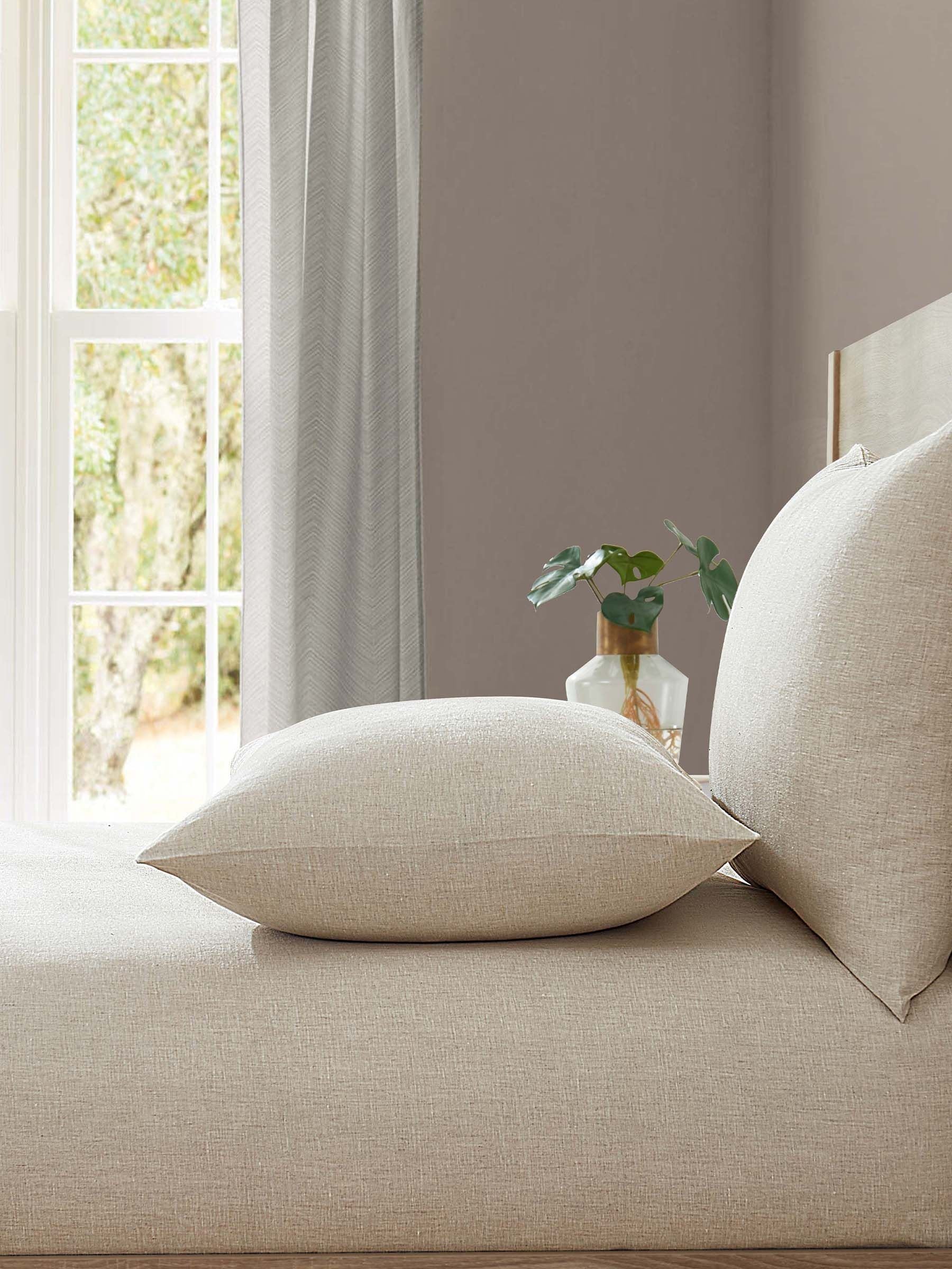 Lazy Linen Natural Washed 100% Linen Fitted Sheet, UK version