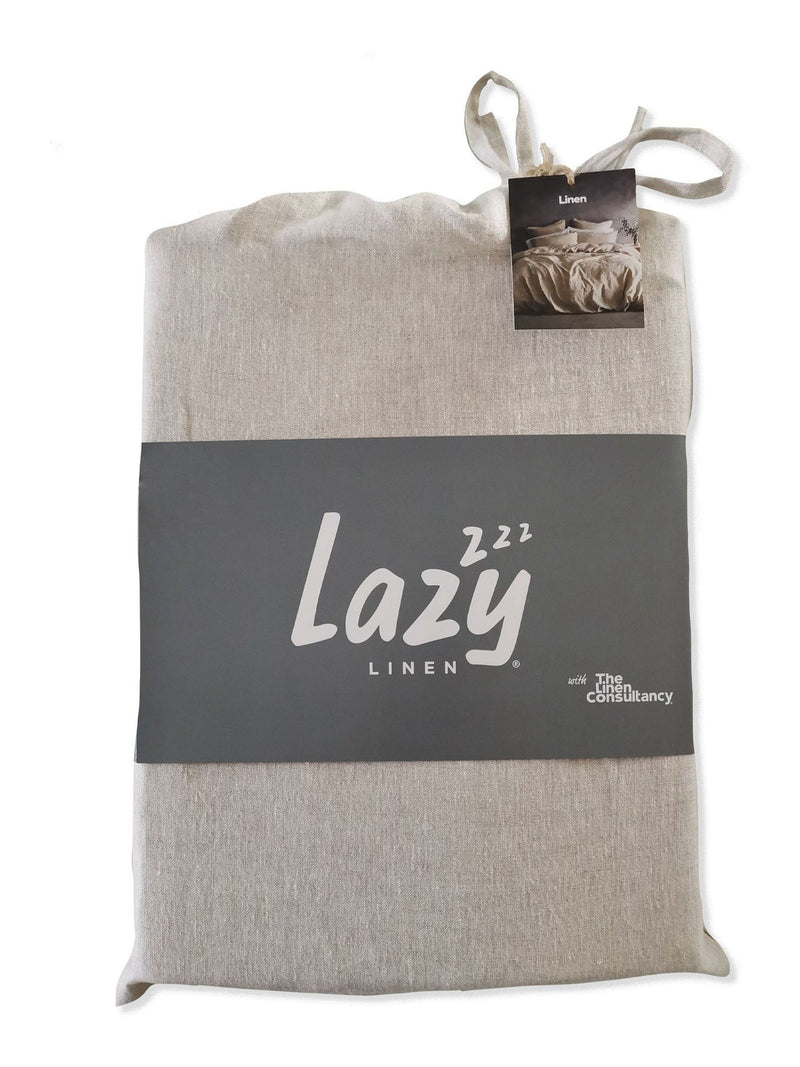 Lazy Linen Natural Washed 100% Linen Fitted Sheet, UK version