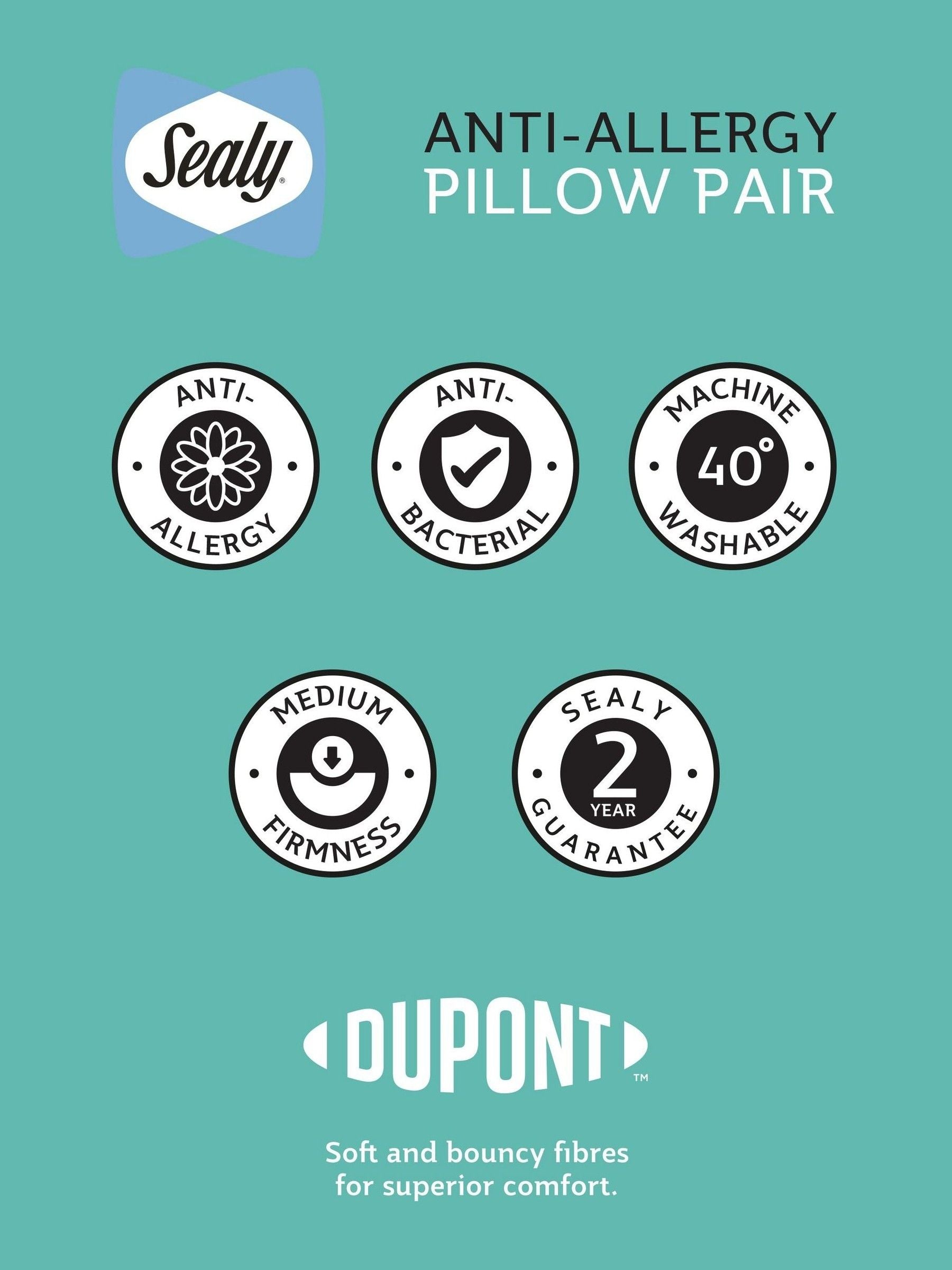 Sealy anti allergy pillows 2 pack (British brand)