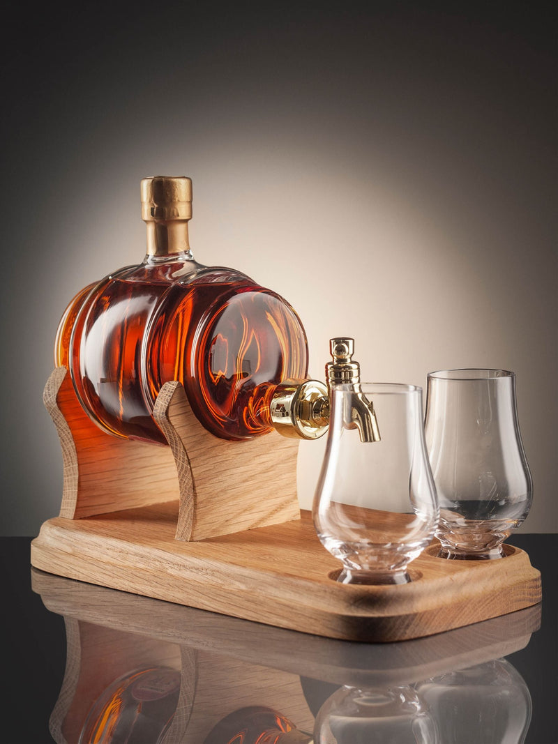 DrinksTime whisky barrel and tap decanter set 35cl - British product